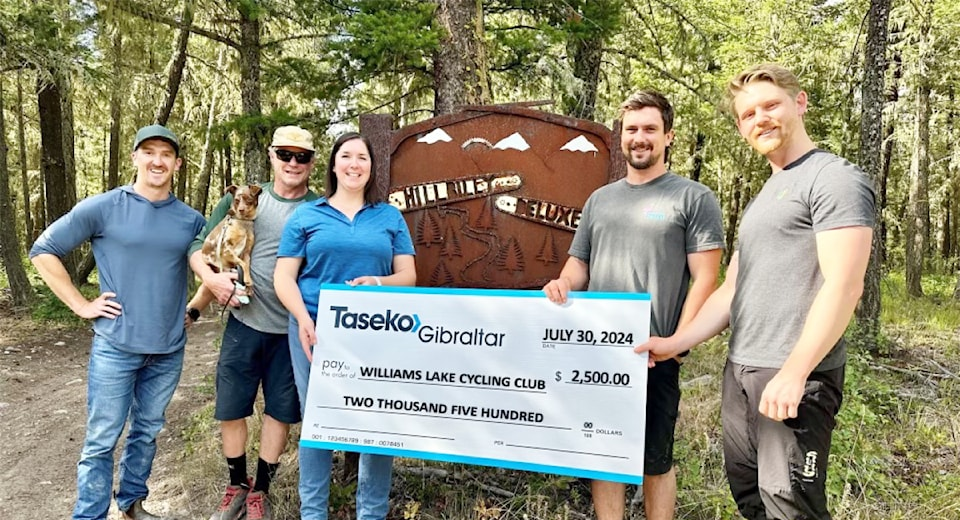 Deluxe donation to Williams Lake Cycling Club from Taseko Mines